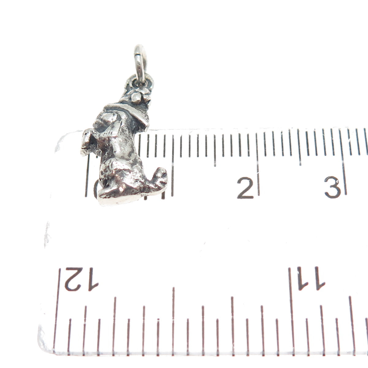 925 Sterling Silver Vintage Dog Oxidized Minimalist 3D Charm Pendant