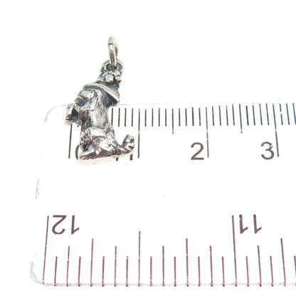 925 Sterling Silver Vintage Dog Oxidized Minimalist 3D Charm Pendant