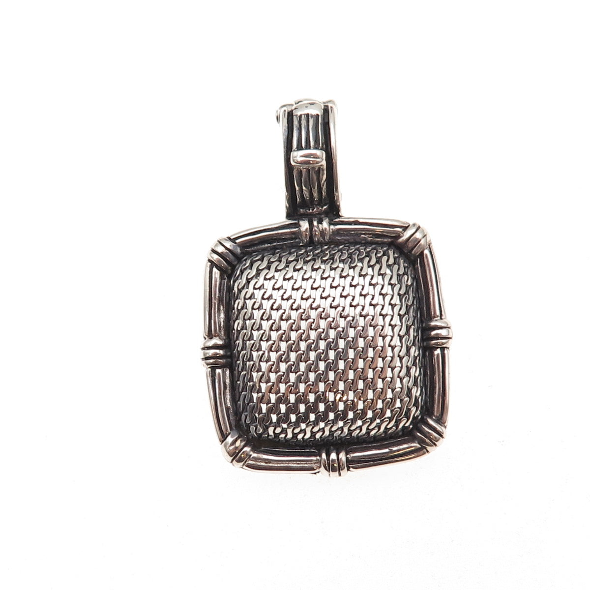 Joseph Esposito 925 Sterling Silver Vintage Mesh Oxidized Charm Pendant