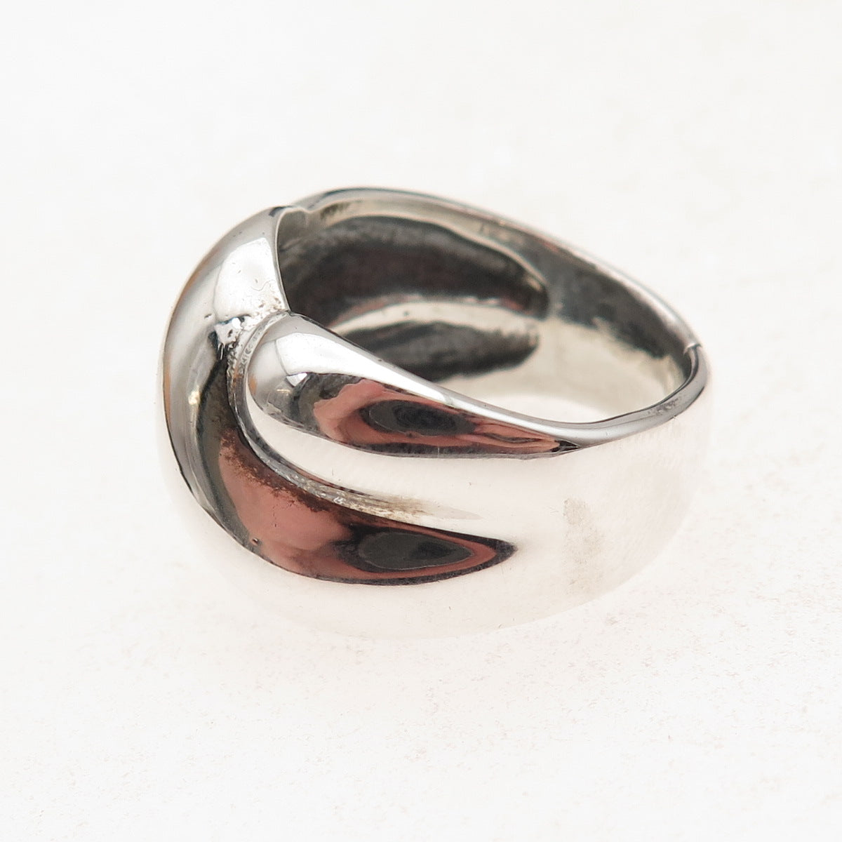 Joseph Esposito 925 Sterling Silver Vintage Modernist Oxidized Ring Size 9.25