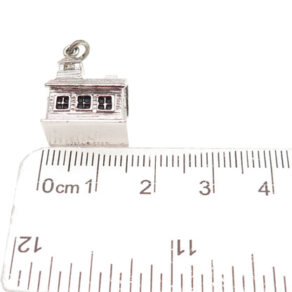 Wells 925 Sterling Silver Vintage Church 3D Charm Pendant