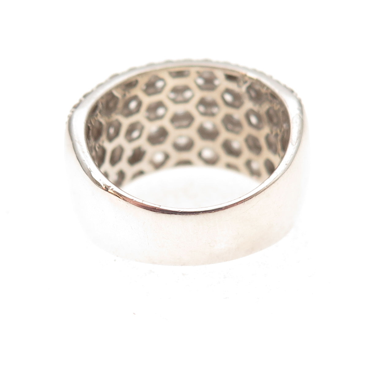 925 Sterling Silver Vintage Real Round-Cut White Topaz Ring Size 7.25