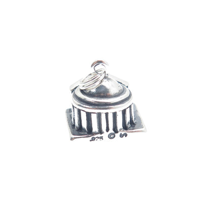 SHUBE Sterling Silver Vintage Thomas Jefferson Memorial Mini 3D Charm Pendant
