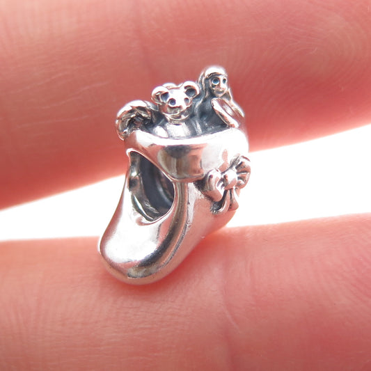 PANDORA 925 Sterling Silver Santa's Stocking Slide Bead Charm