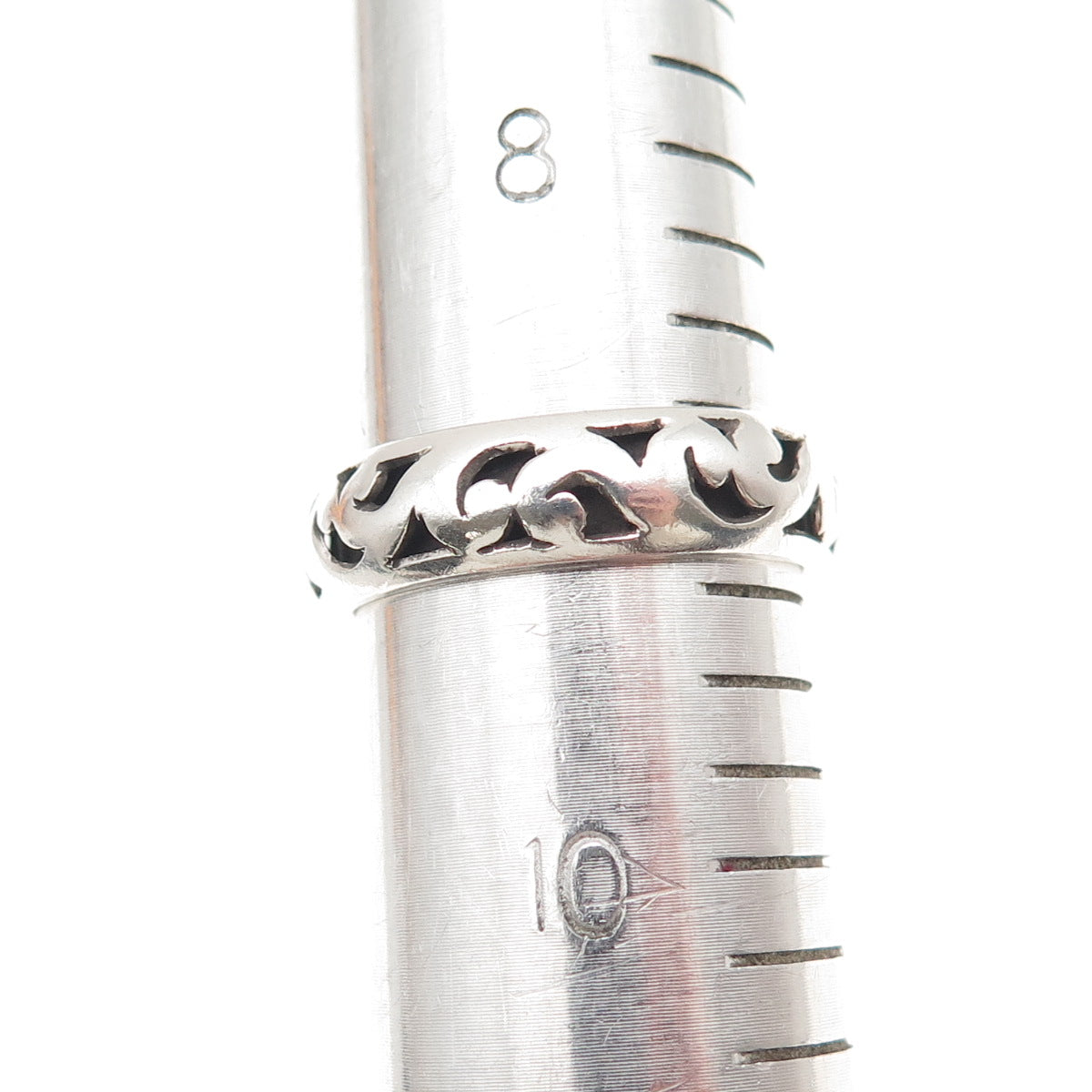 Lois Hill Sterling Silver Vintage Signature Scroll Oxidized Band Ring Size 9.25