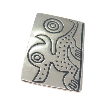 Old Pawn 925 Sterling Silver Vintage Southwestern Native Animal Oxidized Brooch