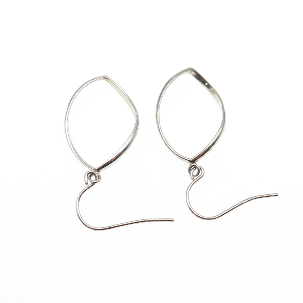 925 Sterling Silver Twisted Petal Dangle Earrings