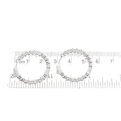 KLEO 925 Sterling Silver Round-Cut C Z In & Out Hoop Earrings