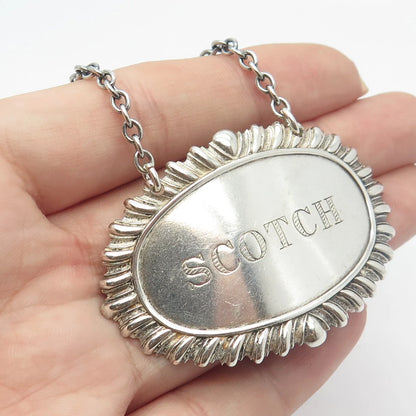 925 Sterling Silver Vintage "Scotch" Ornate Bottle Tag