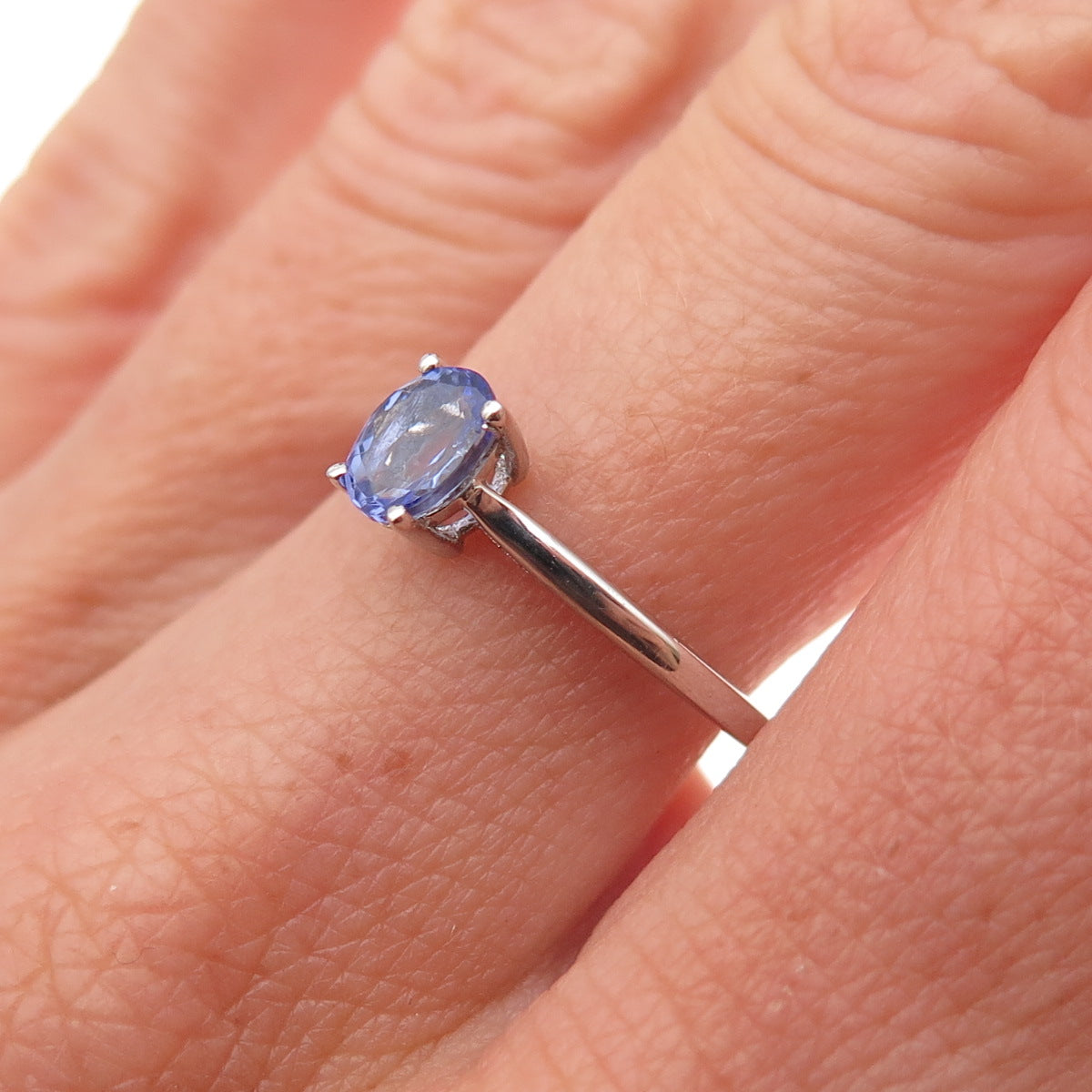 Chuck Clemency 925 Sterling Silver Real Oval-Cut Tanzanite Ring Size 7.25