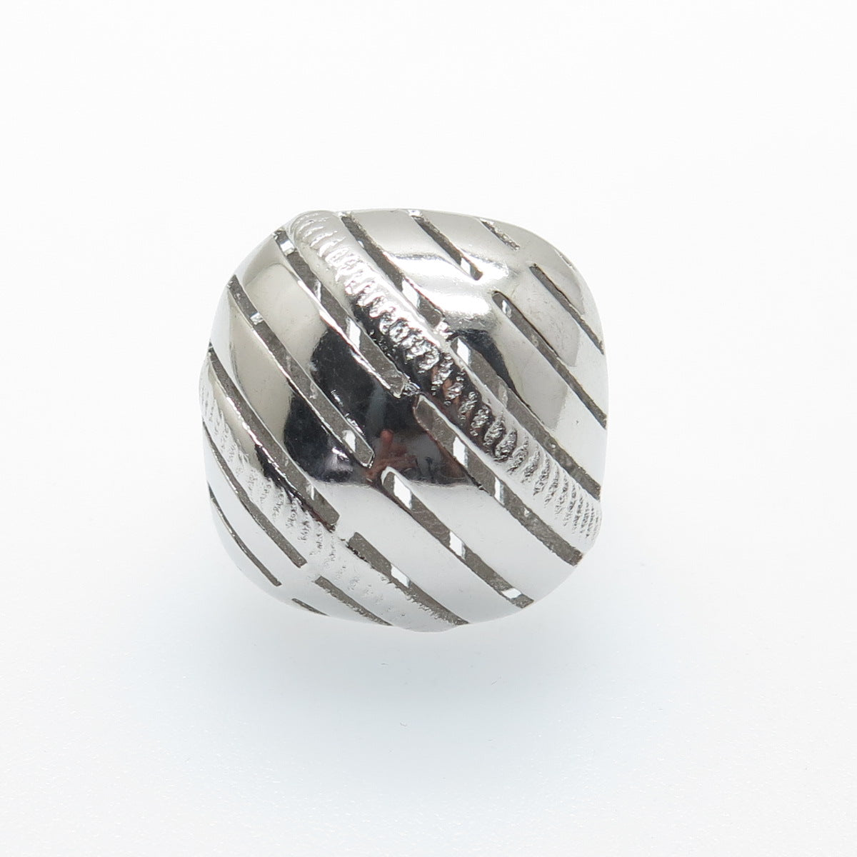 925 Sterling Silver Italy Modernist Ribbed Dome Ring Size 6.5