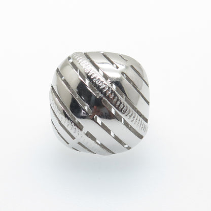 925 Sterling Silver Italy Modernist Ribbed Dome Ring Size 6.5