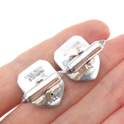 WILLY 925 Sterling Silver Antique Siam Niello Hindu Goddess Cufflinks