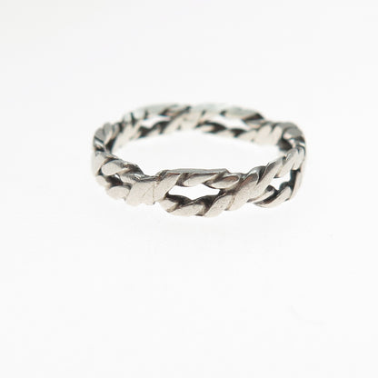925 Sterling Silver Vintage Twisted Rope Braided Band Ring Size 6.25