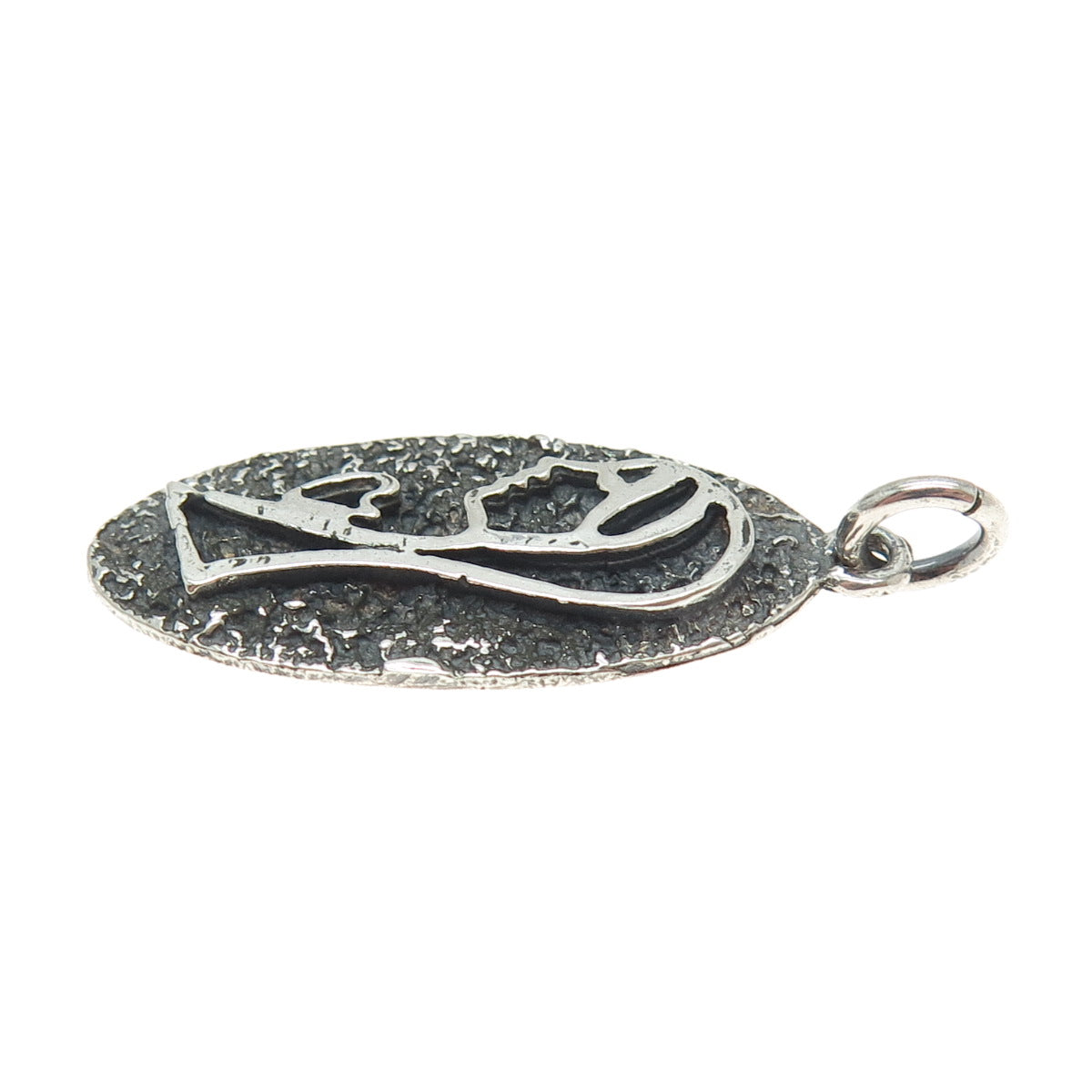 925 Sterling Silver Vintage Praying Lady Oxidized Pendant