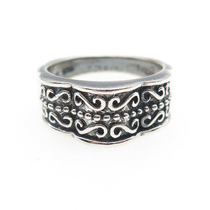 CHAPAL ZENRAY 925 Sterling Silver Vintage Modernist Swirl Oxidized Ring Size 9
