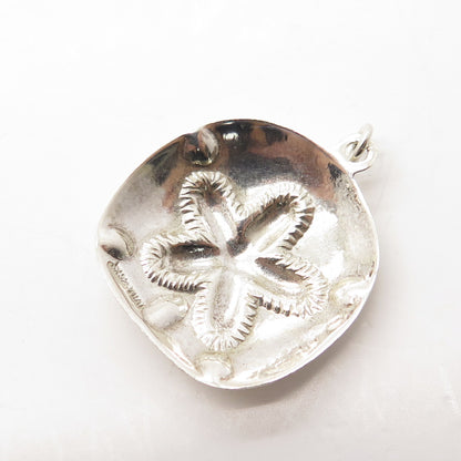 925 Sterling Silver Vintage Sand Dollar Textured Pendant
