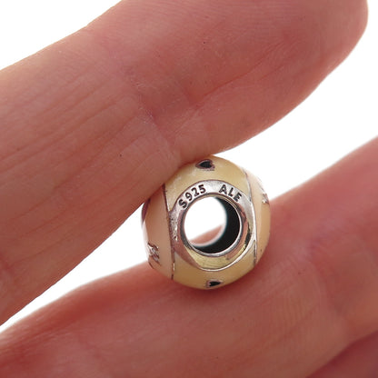 Pandora 925 Sterling Silver Enamel Love Mom Slide Bead Charm