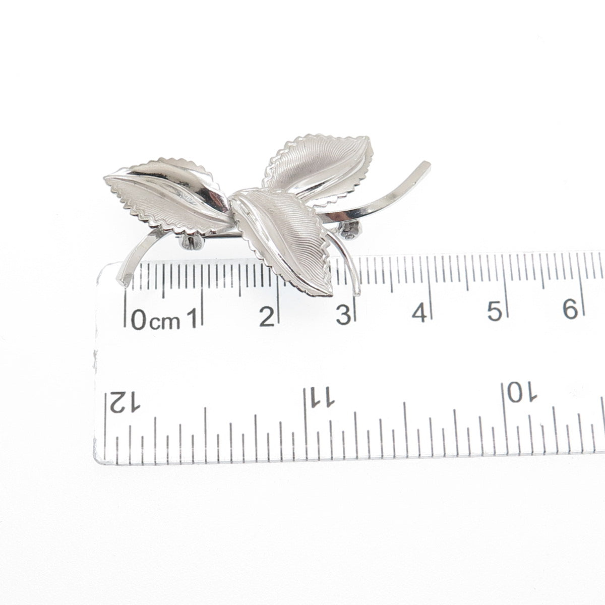 CURTIS CREATIONS 925 Sterling Silver Antique Art Deco Floral Leaf Pin Brooch