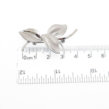 CURTIS CREATIONS 925 Sterling Silver Antique Art Deco Floral Leaf Pin Brooch