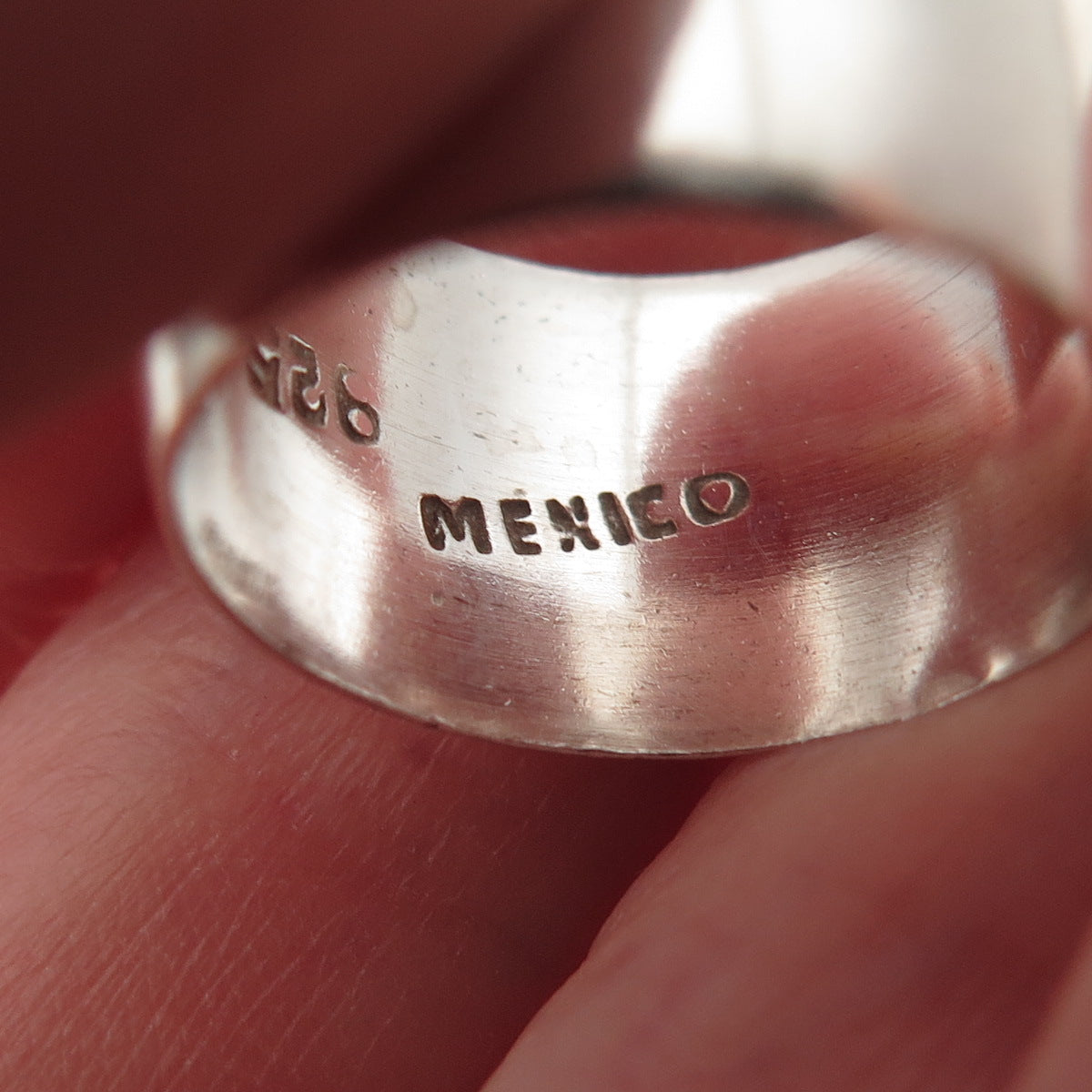 925 Sterling Silver Vintage Mexico Oxidized Wide Band Ring Size 7.5
