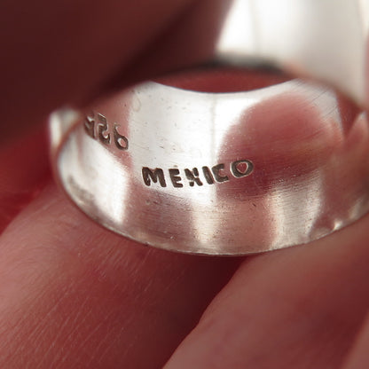 925 Sterling Silver Vintage Mexico Oxidized Wide Band Ring Size 7.5
