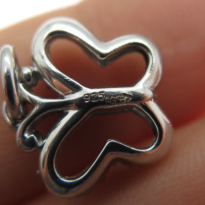 925 Sterling Silver Real Round-Cut Diamond Butterfly Mini Charm Pendant