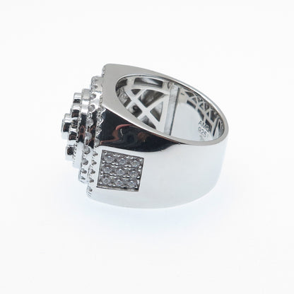 925 Sterling Silver Round-Cut C Z Flower Ring Size 10.5