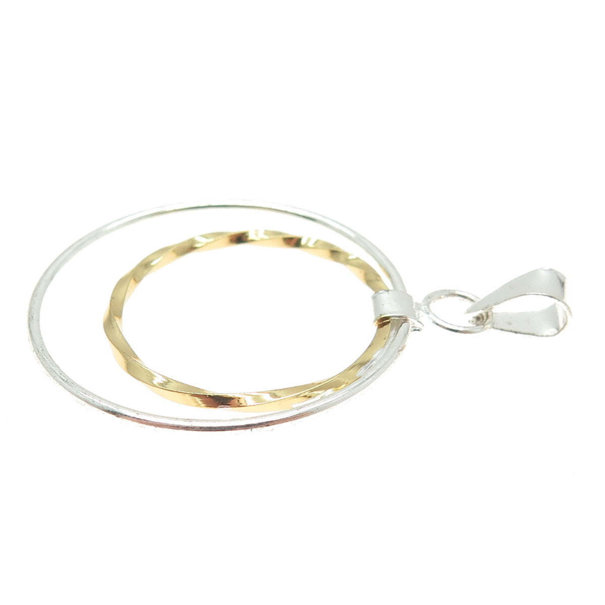 925 Sterling Silver 2-Tone Multi-Circle of Life Pendant