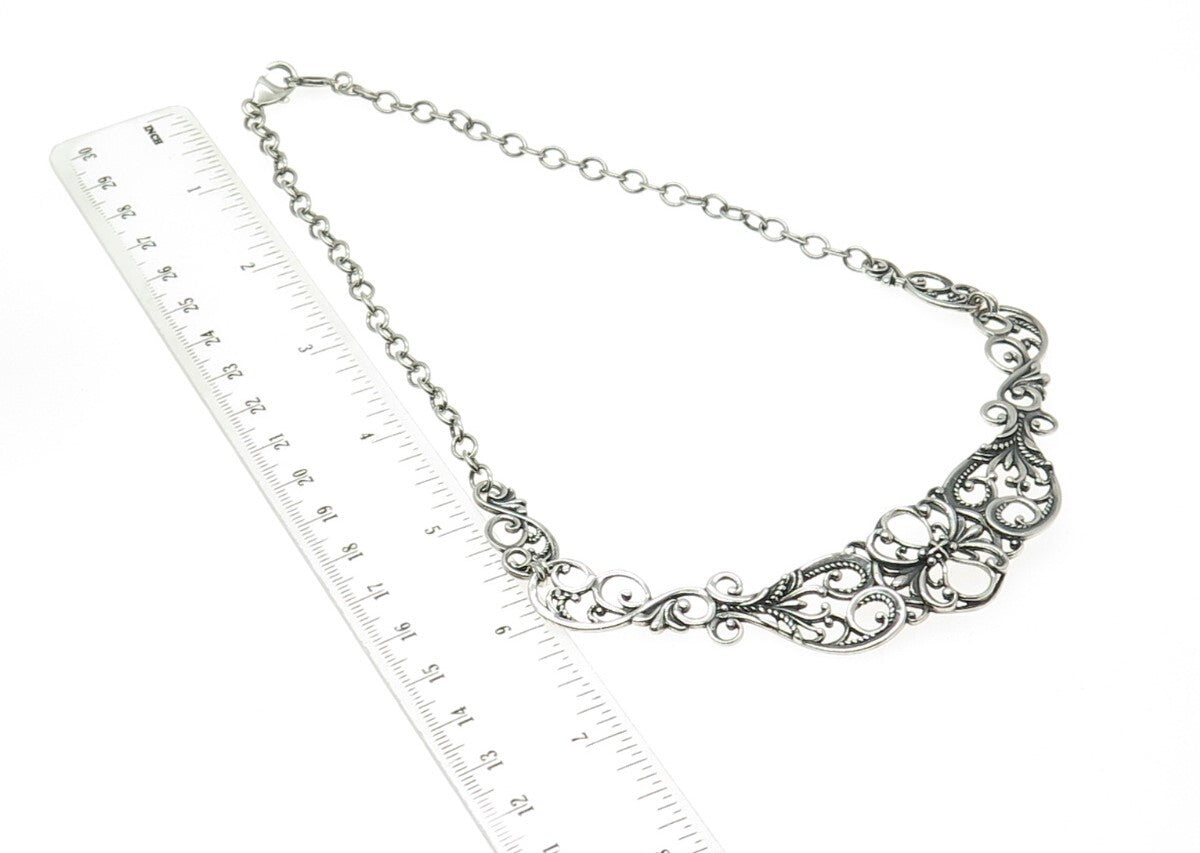 CAROLYN POLLACK 925 Sterling Silver Vintage Swirl Roped Chain Necklace 16"