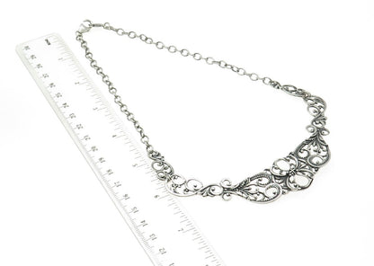 CAROLYN POLLACK 925 Sterling Silver Vintage Swirl Roped Chain Necklace 16"