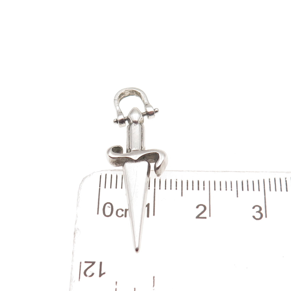 925 Sterling Silver Vintage Dagger Oxidized Charm Pendant