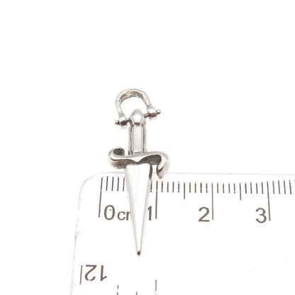 925 Sterling Silver Vintage Dagger Oxidized Charm Pendant
