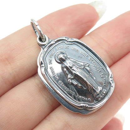 M. DE JEAN 925 Sterling Silver Antique St. Mary & Christopher Slide Pendant