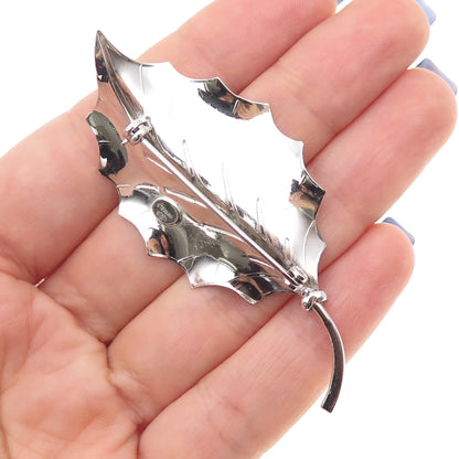 BINDER BROTHERS 925 Sterling Silver Antique Art Deco Floral Leaf Pin Brooch