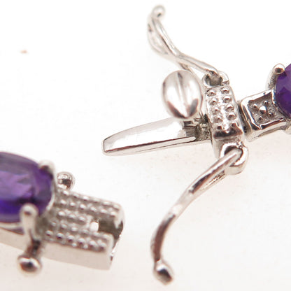 Chuck Clemency 925 Sterling Silver Real Oval-Cut Amethyst Bracelet 7.75"