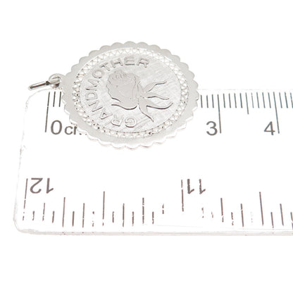925 Sterling Silver Vintage Grandmother Rose Flower Charm Pendant