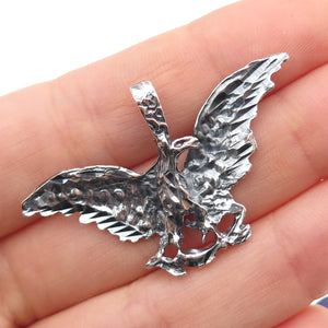 925 Sterling Silver Vintage Eagle Bird Oxidized Charm Pendant