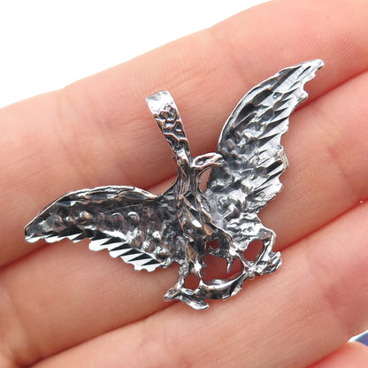 925 Sterling Silver Vintage Eagle Bird Oxidized Charm Pendant