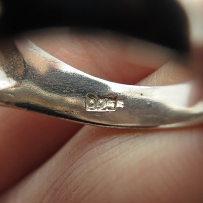 925 Sterling Silver Vintage Checkered Modernist Ring Size 6.75
