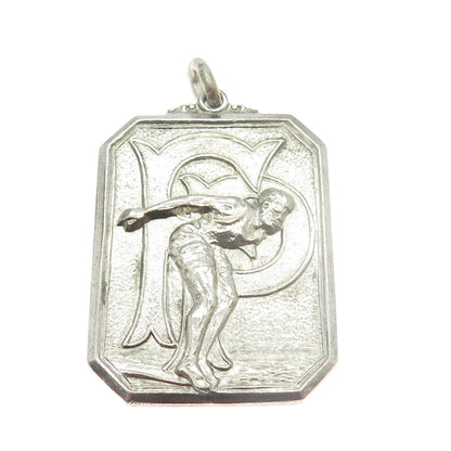 J. RITCHIE 925 Sterling Silver Antique 1931 "200YD Relay" Swimming Medal Pendant