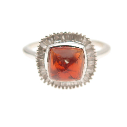 D'Joy 925 Sterling Silver Real Diamond & Red Garnet Ring Size 8