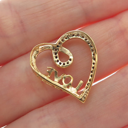 925 Sterling Silver 18K Gold Plated Real Diamond Love Always Heart Mini Pendant