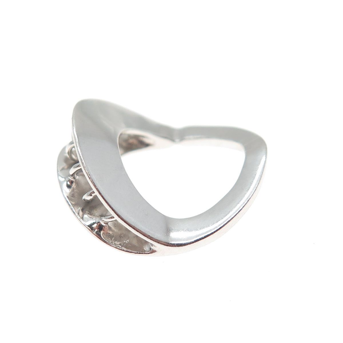 925 Sterling Silver Vintage Modernist Spring Pinky Ring Size 2.75