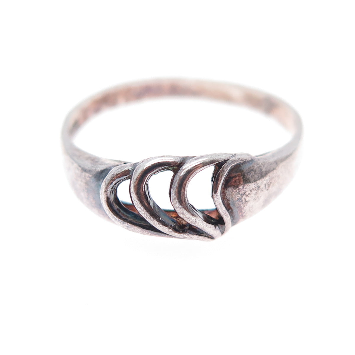 CLEOPATRE 925 Sterling Silver Vintage Modernist Oxidized Ring Size 9.25