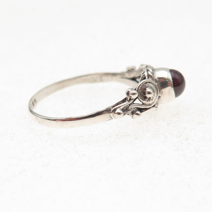 925 Sterling Silver Vintage Real Rhodolite Oxidized Ring Size 7.75