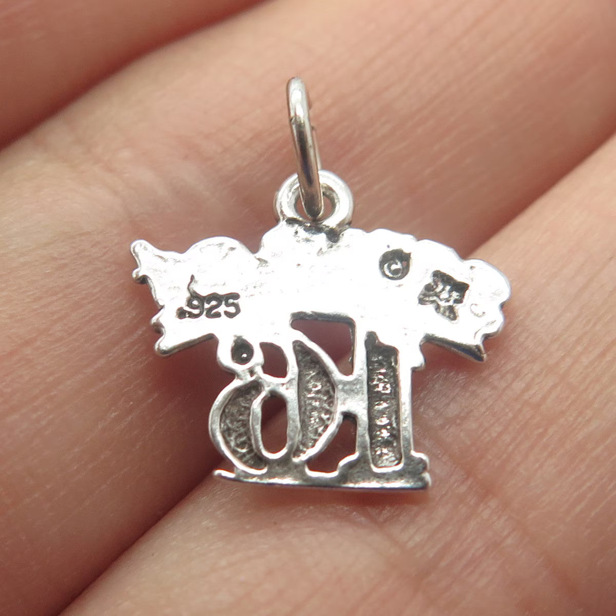 925 Sterling Silver Vintage Sun West "Sweet 16" Lucky Number Charm Pendant