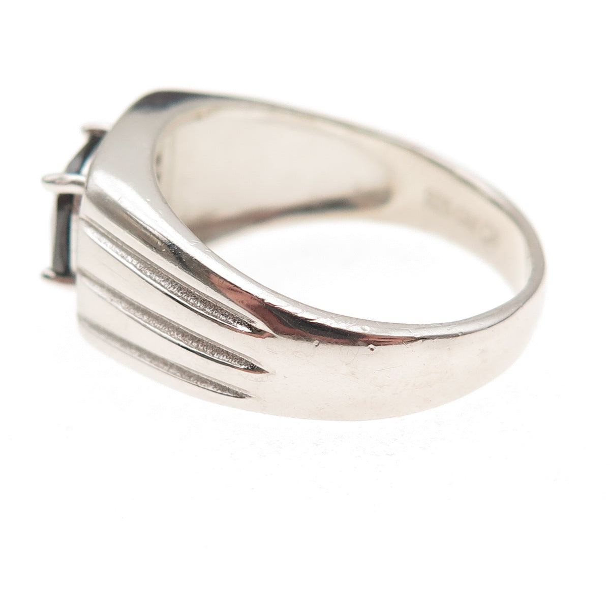 925 Sterling Silver Real Hematite & C Z Ring Size 11