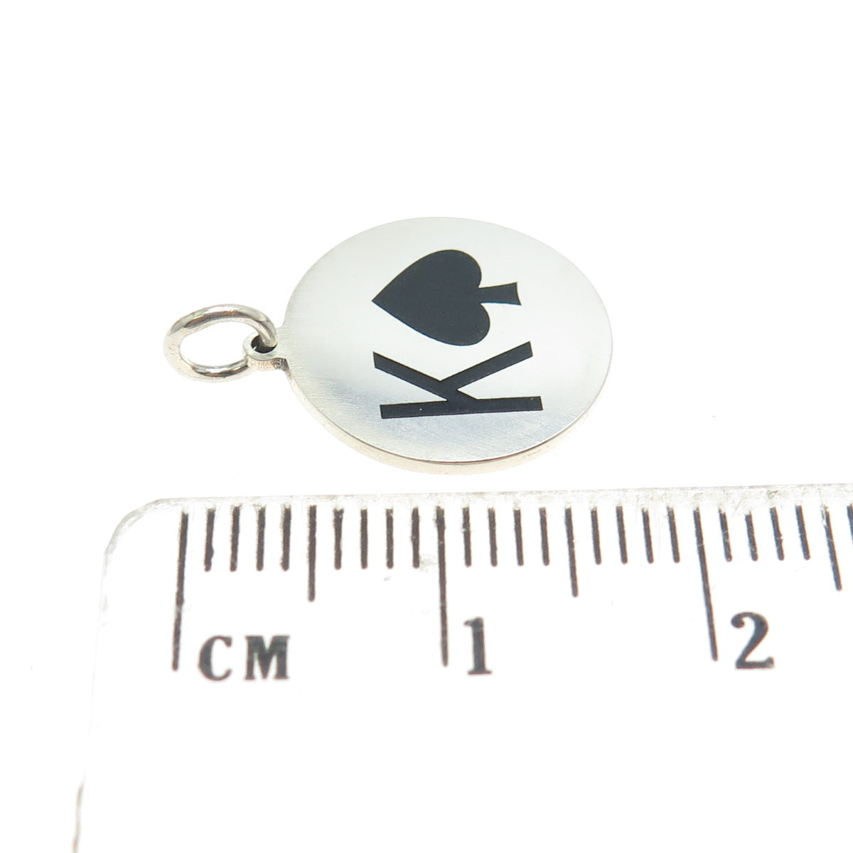 925 Sterling Silver Enamel King of Spades Playing Card Charm Pendant