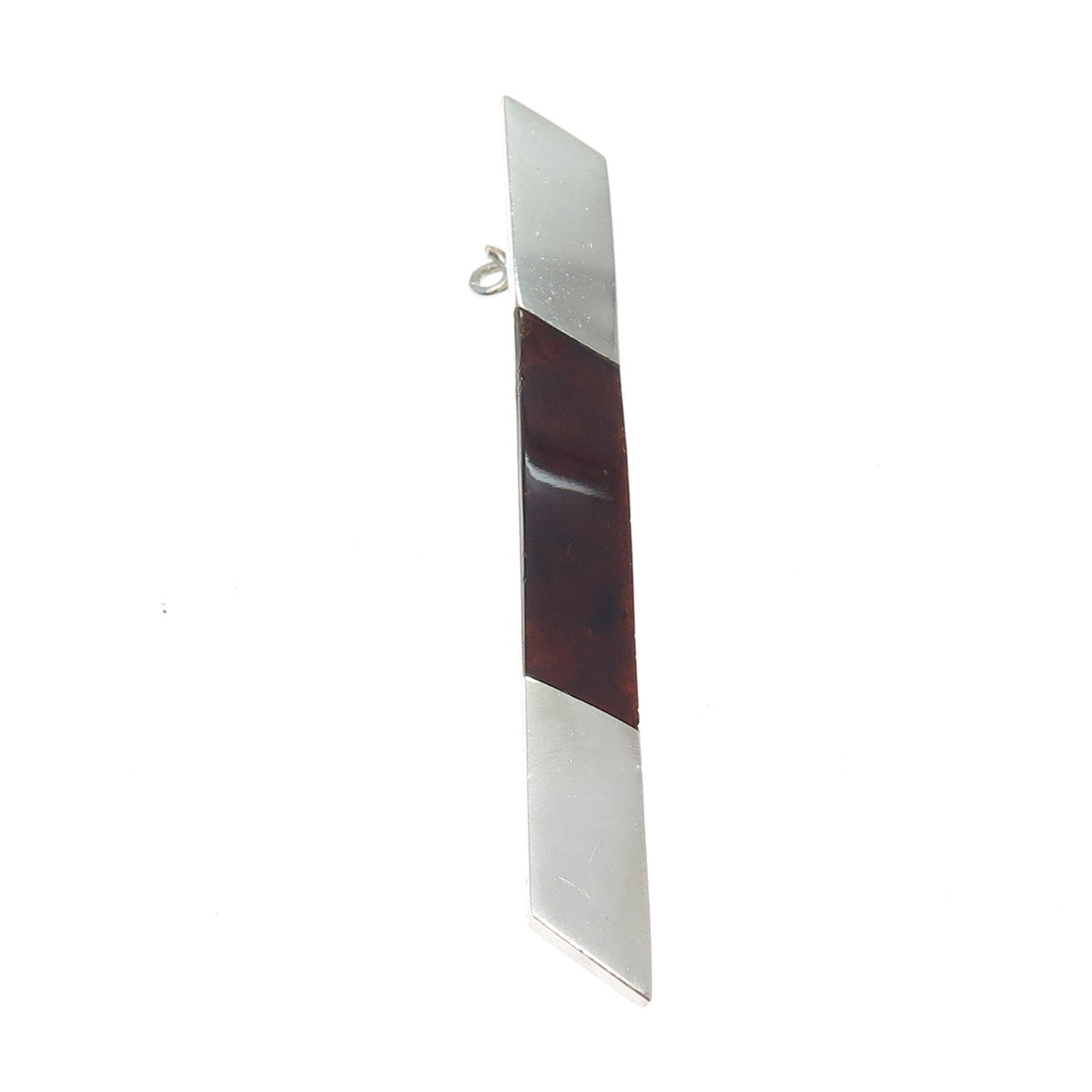 925 Sterling Silver Vintage Real Amber Modernist Tie Clip